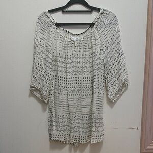 Velvet Black and White Geometric Blouse